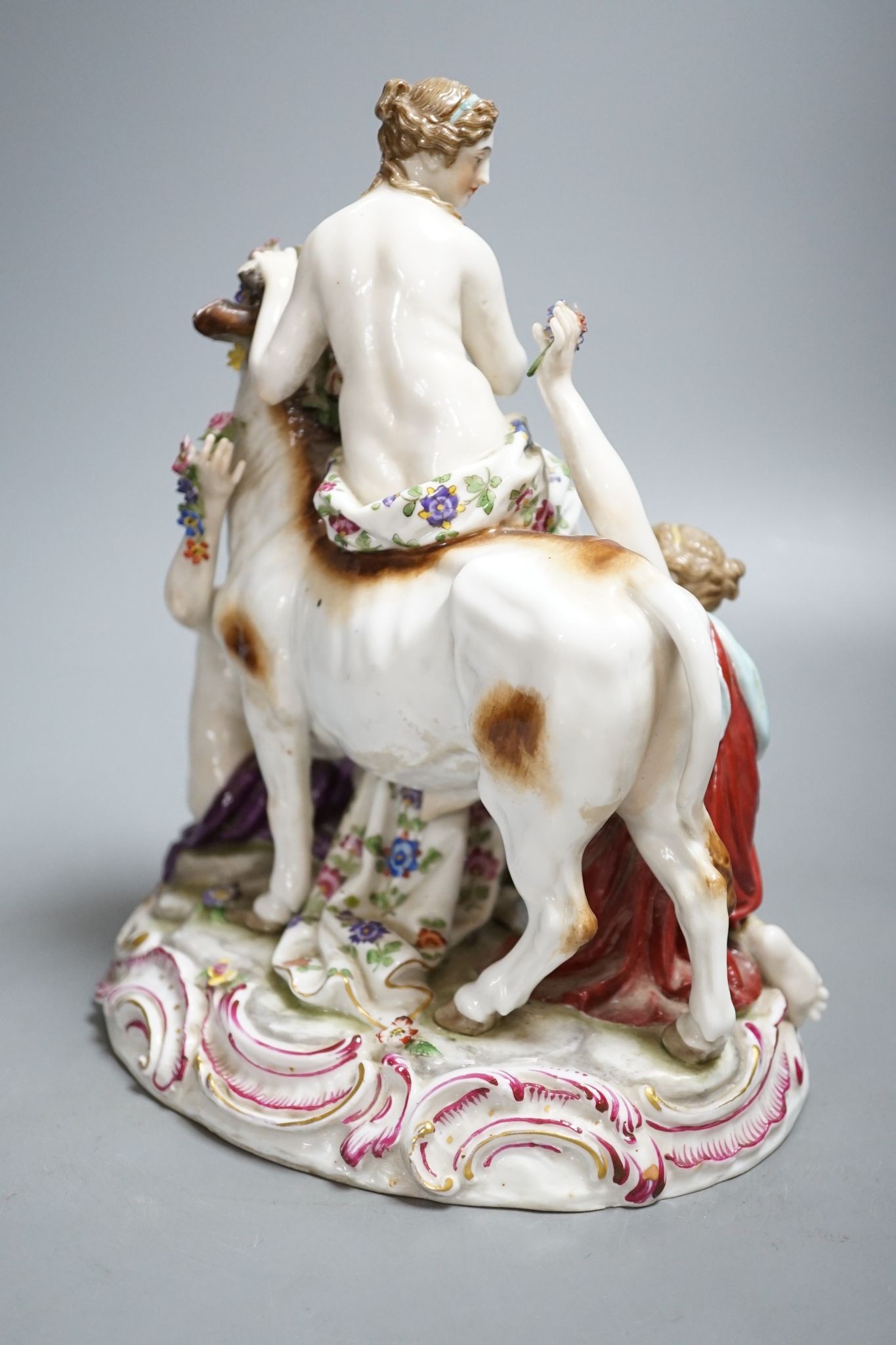 Continental porcelain group in Meissen style - Europa and the Bull, 25cm